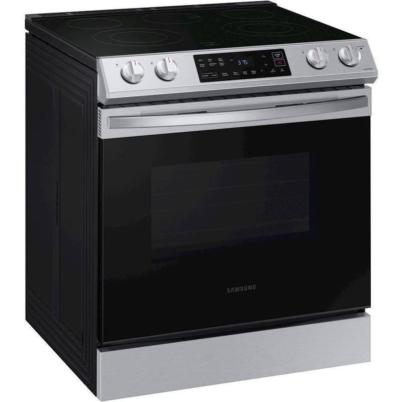 Angle Zoom. Samsung - 6.3 cu. ft. Front Control Slide-In Electric Range with Wi-Fi, Fingerprint Resistant - Stainless steel