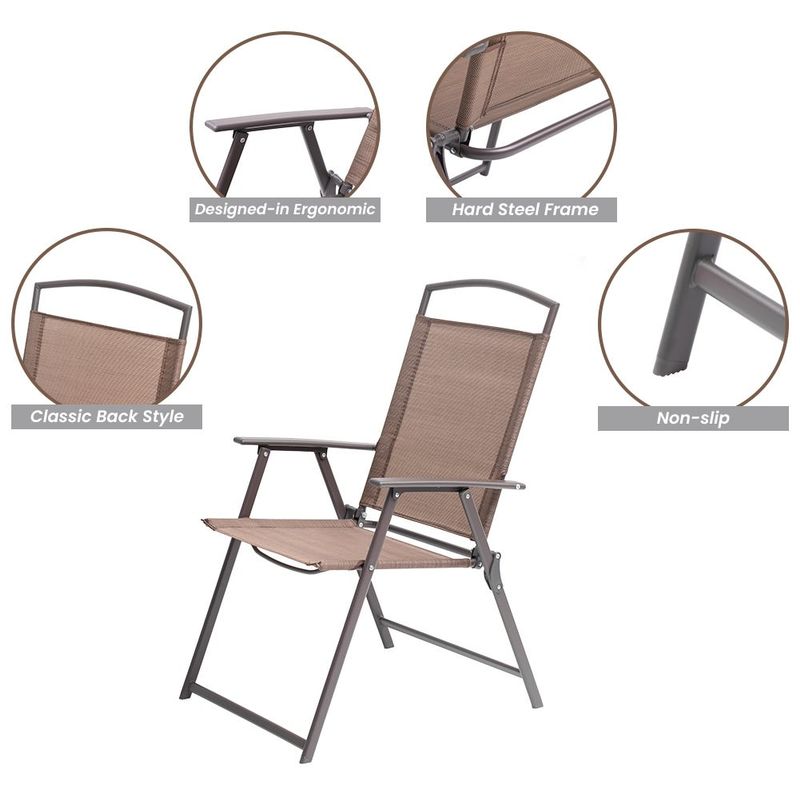 VredHom 5-Piece Patio Dining Set, 1 Table, 4 Folding Chairs - Grey - 5-Piece Sets