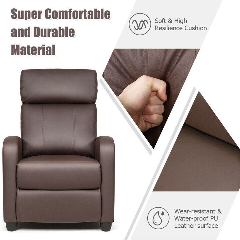 Clihome PU leather Massage Function Recliner Sofa - Coffee