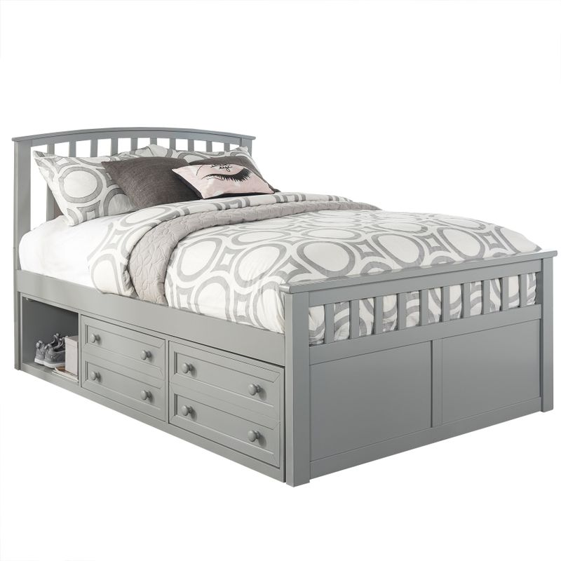 Charlie Wood Full Captain's Bed with 2 Storage Units - White