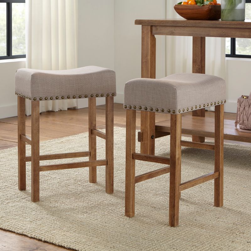 Simple Living Hathaway 5-Piece Nailhead Counter Height Dining Set - Driftwood