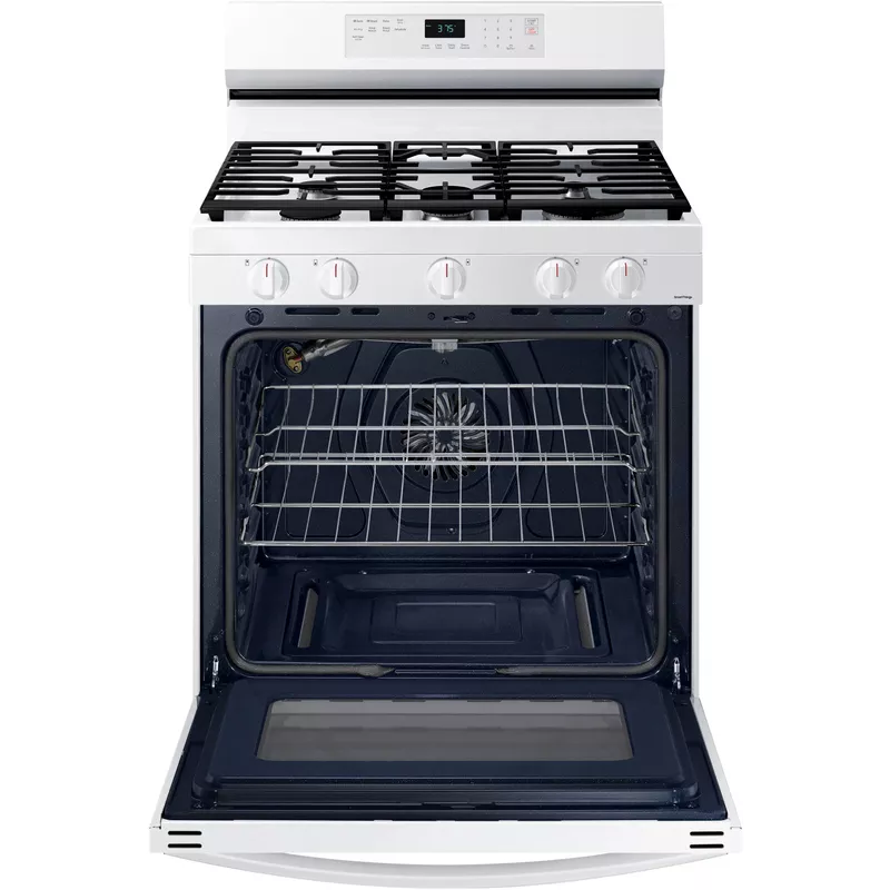 Samsung 6.3-Cu. Ft. Smart Freestanding Gas Range with No-Preheat Air Fry and Convection, White