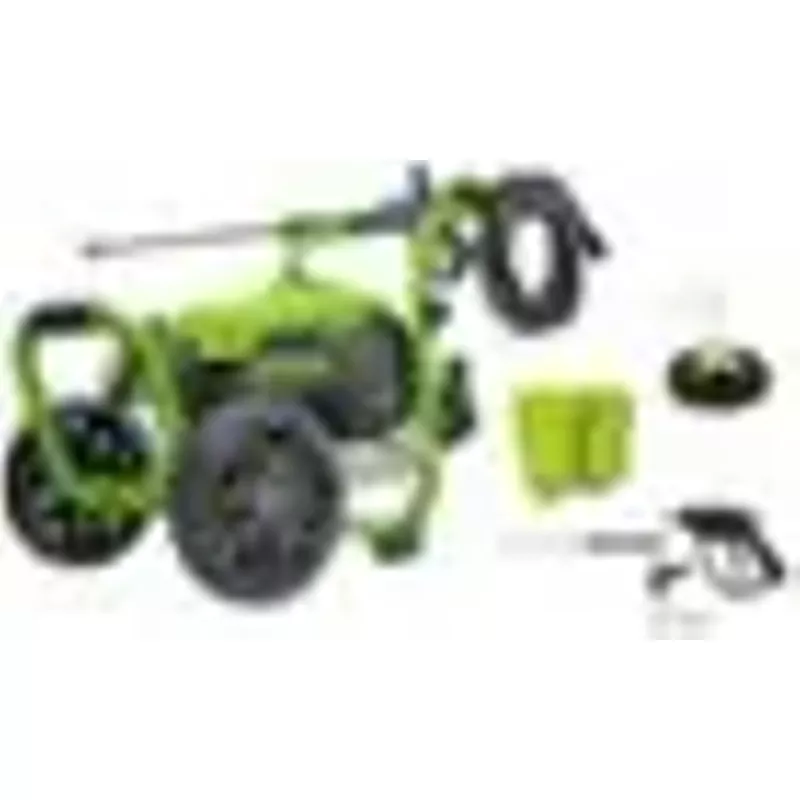 Greenworks - Electric Pressure Washer up to 3000 PSI at 2.0 GPM Combo Kit with short gun, mitts, and 15" surface cleaner - Green