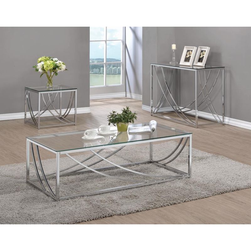 Glass Top Rectangular Coffee Table Accents Chrome
