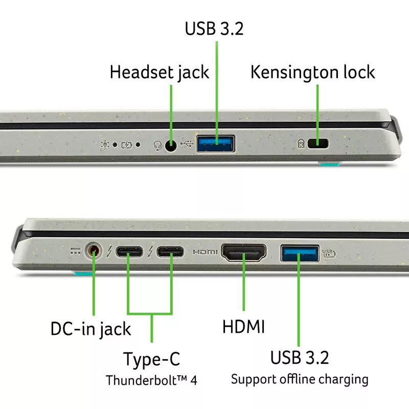 Acer - Aspire Vero - 15.6” Full HD Laptop - Intel i5-1335U with 8GB LPDDR5 - 512GB PCIe Gen4 SSD - Cobblestone Gray