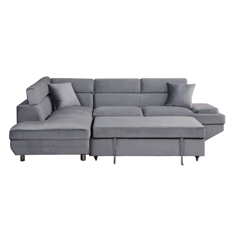 Rent to own Cadieux Sectional Sofa Chaise with PullOut Bed Grey