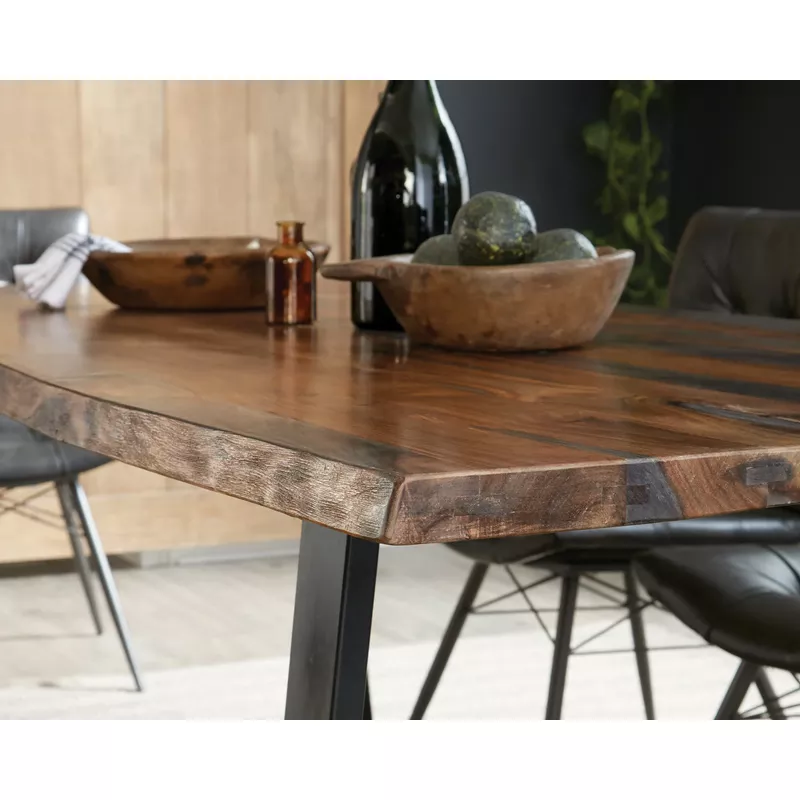 Bexley Live Edge Trestle Dining Table Natural Honey and Espresso