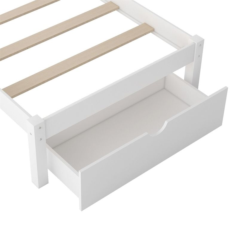 Merax Full Over Twin & Twin Bunk Bed, Wood Triple Bunk Bed with Drawers and Guardrails - White