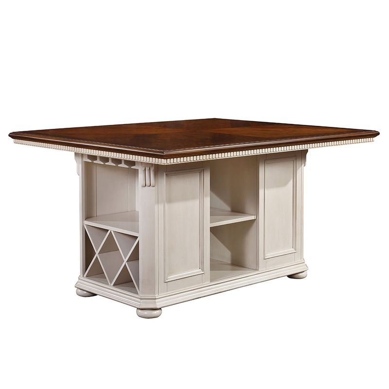 Furniture of America Kis Traditional 66-inch Kitchen Island - Vintage White/Brown Cherry