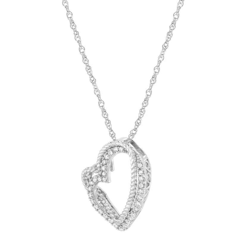 .925 Sterling Silver 1/3ct TDW Lab-Grown Diamond Heart Pendant Necklace (F-G, VS2-SI1)