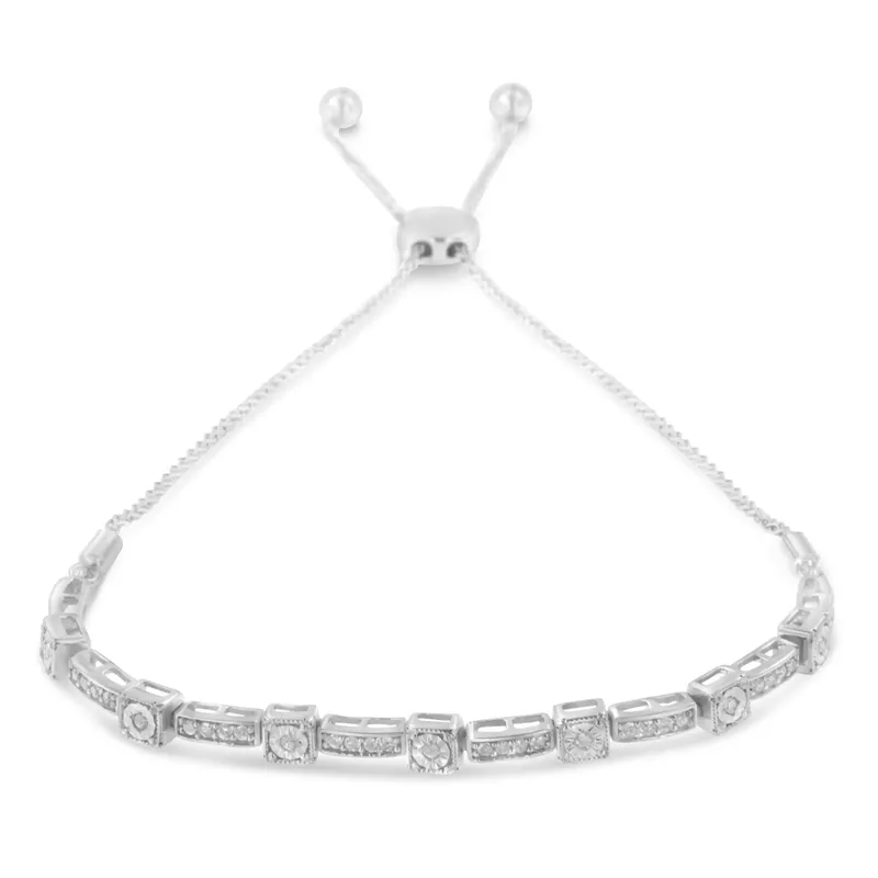 Sterling Silver 1/4ct TDW Diamond Bar Bolo Bracelet(H-I,I2-I3)