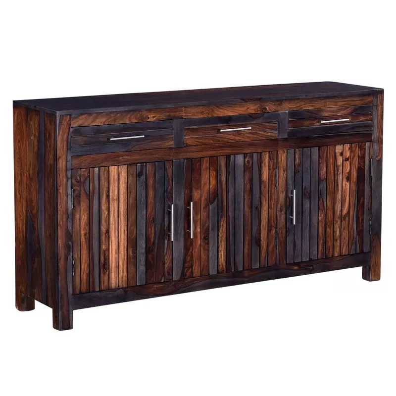 Harrington 63 in Dark Brown Solid Wood Dining / Living Sideboard Buffet Credenza with Large Storage