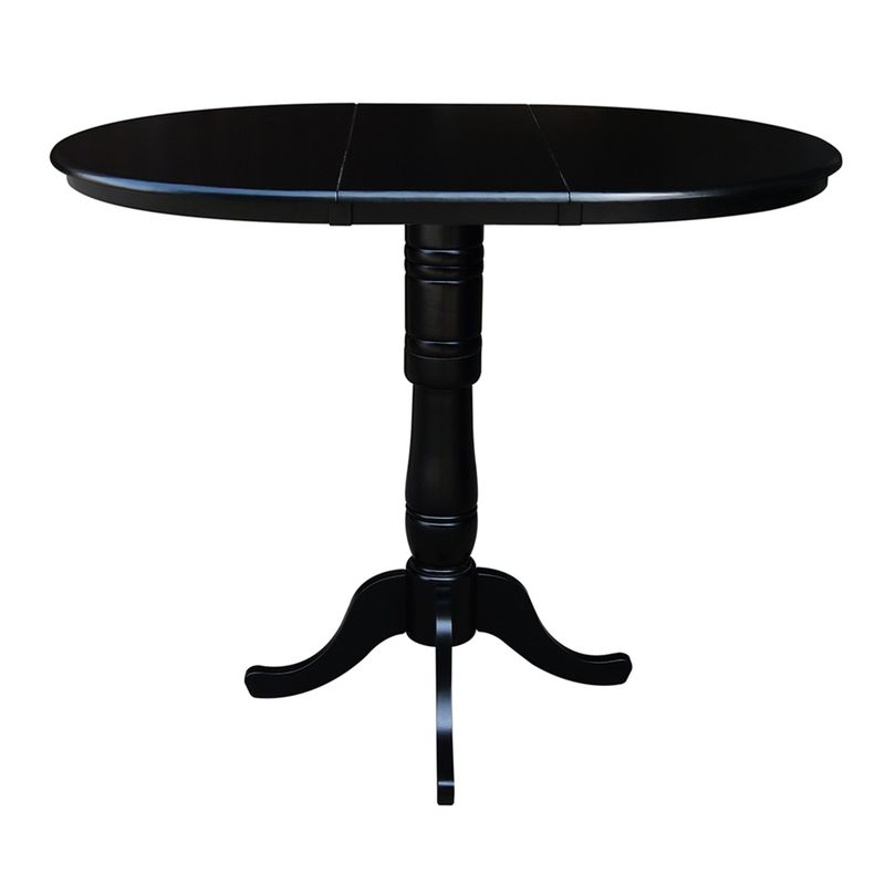Copper Grove 36-inch Round Pedestal Table with 12-inch Leaf - 29.3"H - Black/Cherry