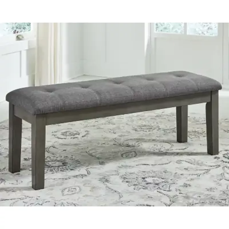 Two-tone Gray Hallanden Large Upholstered Dining Room Bench