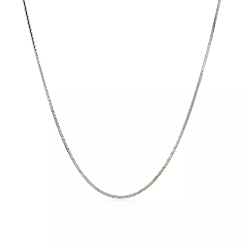 Sterling Silver Rhodium Plated Octagonal Snake Chain 0.9mm (16 Inch)