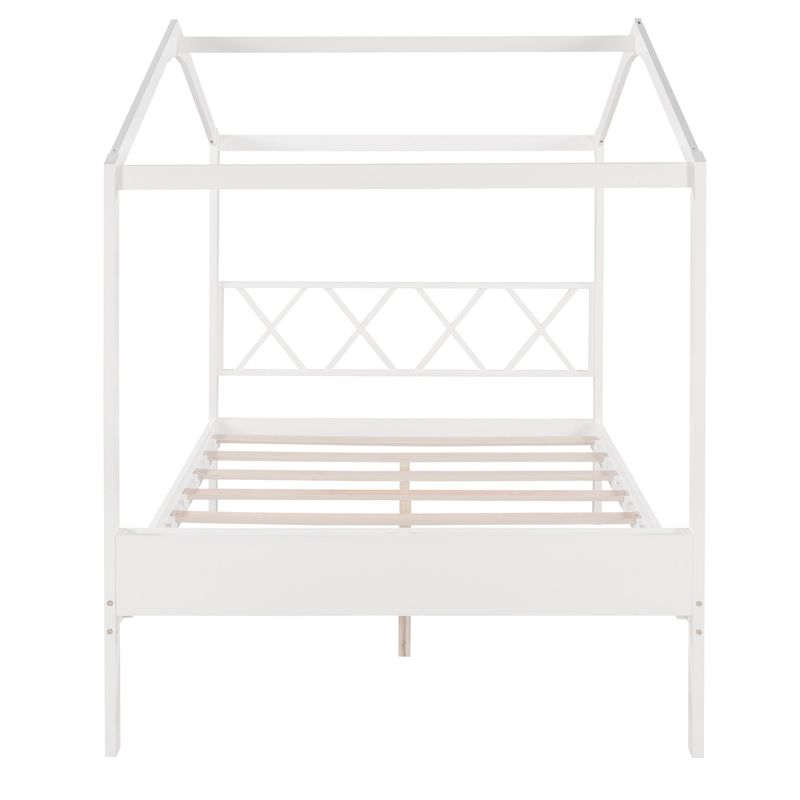 Nestfair Full Size Wood House Bed with Storage Space - Grey