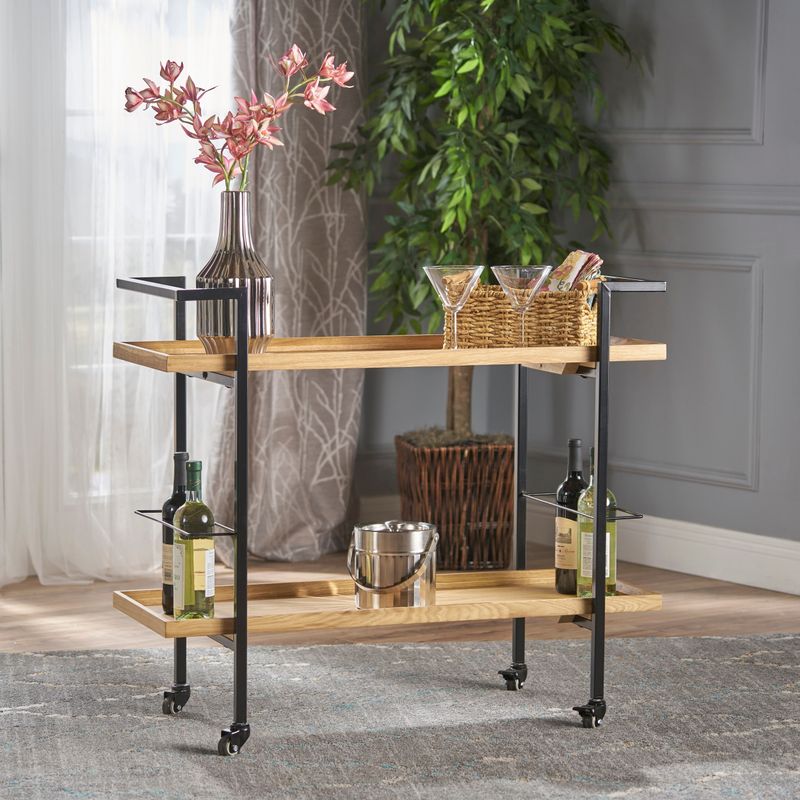 Gerard Industrial Wood Bar Cart by Christopher Knight Home - Brown