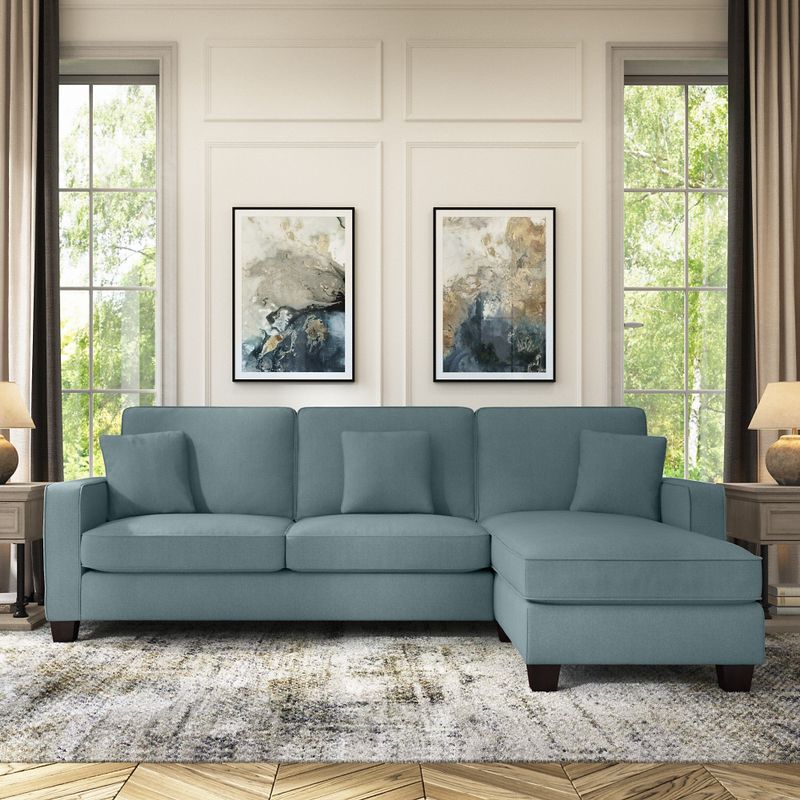 Stockton 102W Sectional Couch with Reversible Chaise by Bush Furniture - Turkish Blue