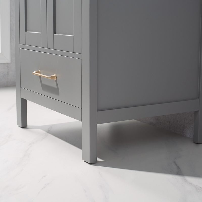 Gela 24-inch Grey Vanity White Ceramic Basin Top With Mirror - Single Vanities - Painted - Grey