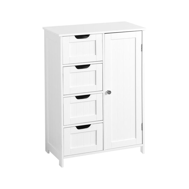 Merax White Bathroom Storage Cabinet with Adjustable Shelf and Drawers - White