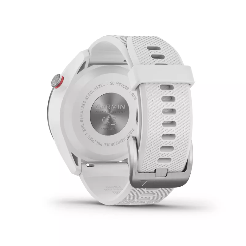 Garmin - Approach S42 Golf Smartwatch Polished Silver w/ White Strap