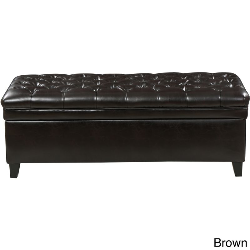 Hastings Tufted Faux Leather Storage Ottoman by Christopher Knight Home - Brown