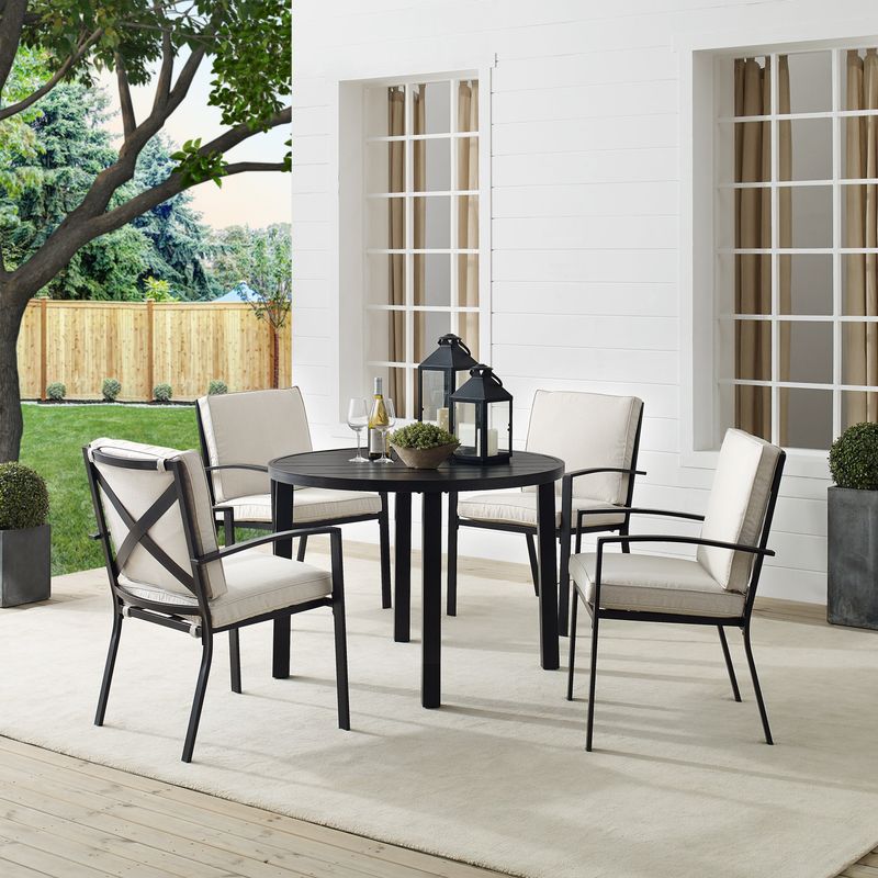 Kaplan 5Pc Outdoor Metal Round Dining Set- Table & 4 Chairs - Mist