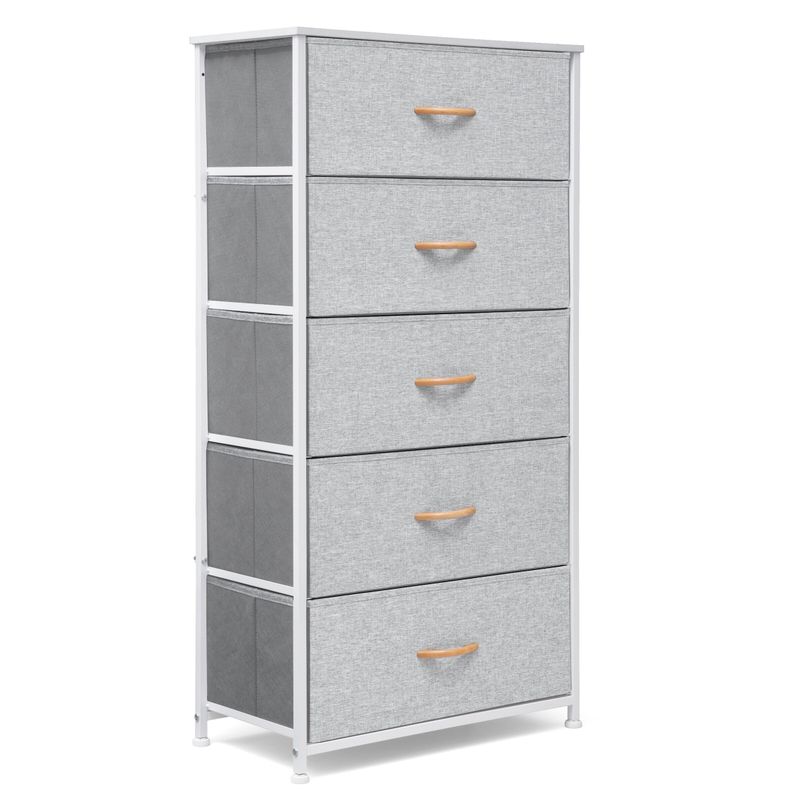 VredHom Vertical 5 Drawers Storage Tower - White - 5-drawer
