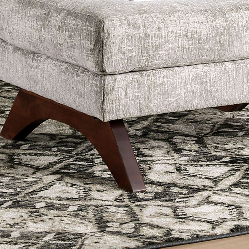 Furniture of America Franklin Mid Century Modern Chenille Ottoman - Grey - MDF/Fabric/Wood - Solid