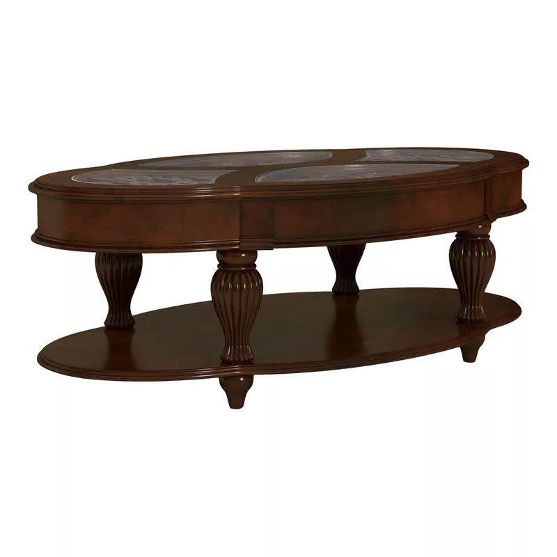 Traditional Wood Coffee Table in Dark Cherry