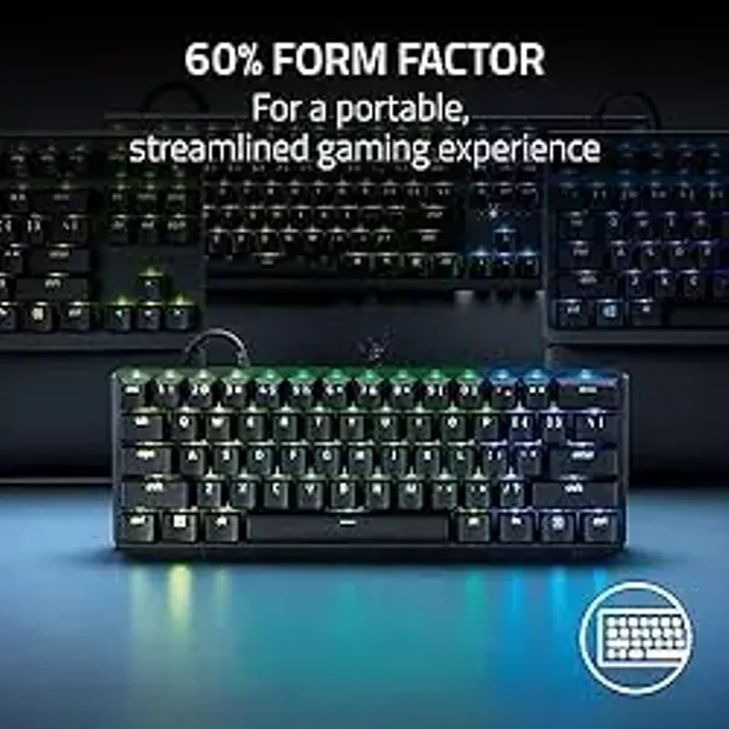 Razer Huntsman Mini 60% Analog Optical Gaming Keyboard with Adjustable Actuation, Rapid Trigger Mode, RGB Lighting - Portable 60% Form Factor
