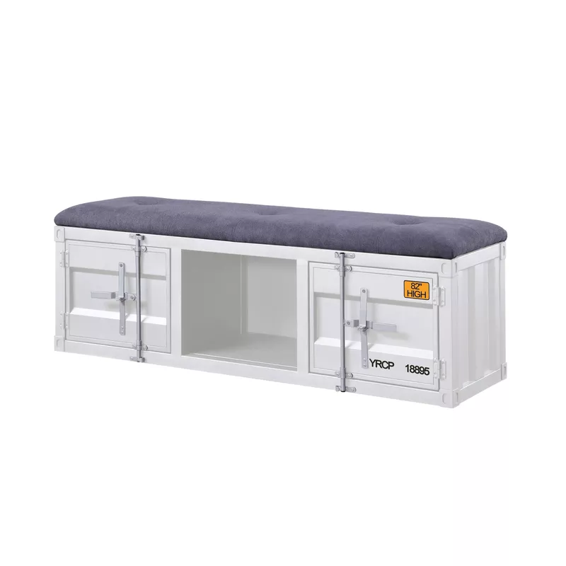 ACME Cargo Bench w/Storage, Gray Fabric & White