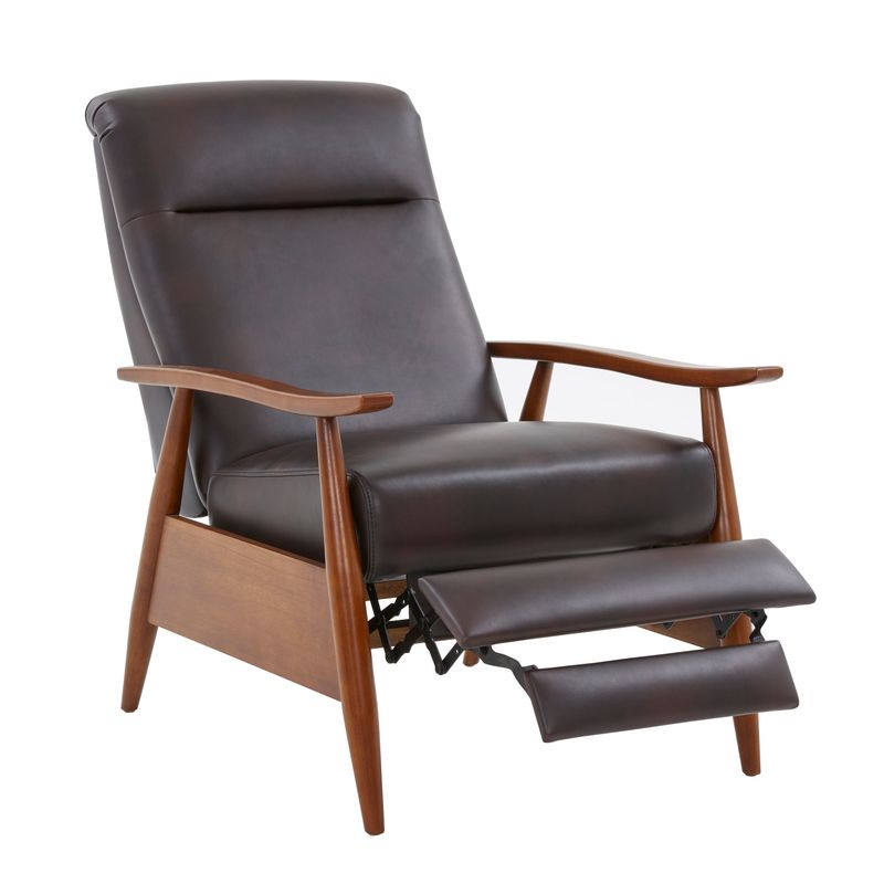 Sienna Upholstered Wood Push Back Recliner by Greyson Living - Caramel