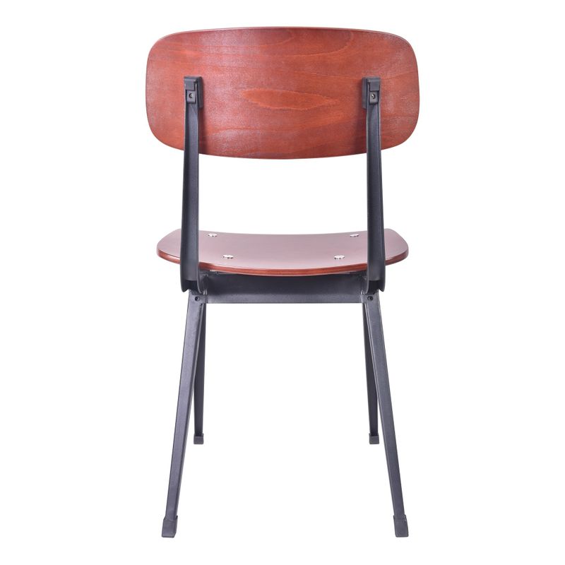 Finehaus Belem Industrial Black/Brown Metal/Wood Dining Chair - Set of 2