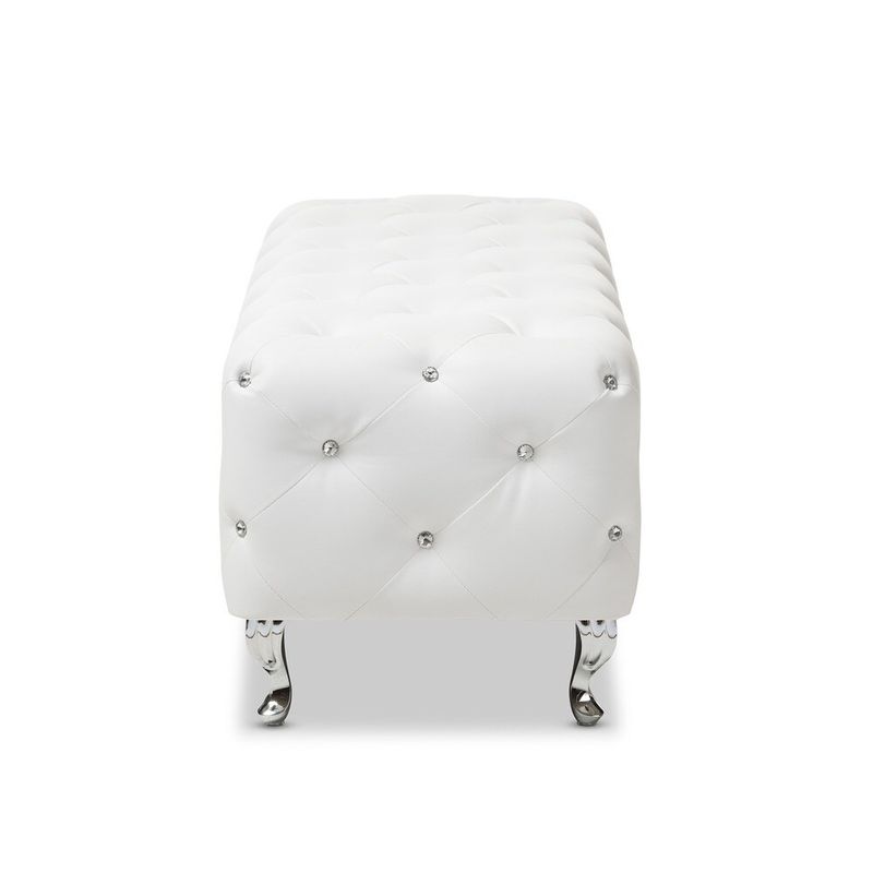 Silver Orchid Heston Crystal Tufted Modern Bench - White