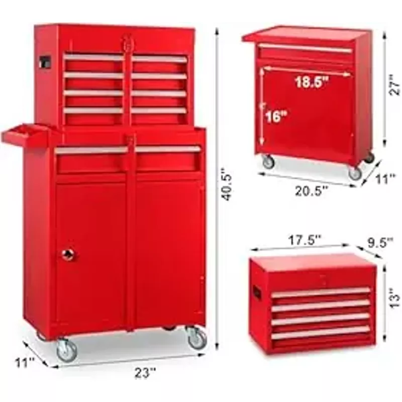 BIG RED Tool Box Portable Toolbox, 11" x 20.3" x 40.4"