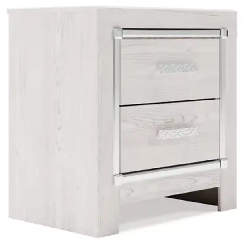 White Altyra Two Drawer Night Stand