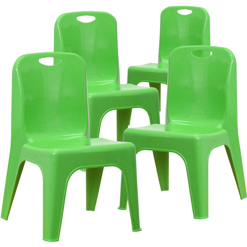4 Pack Plastic Stack School Chair with Carrying Handle and 11" Seat Height - Red