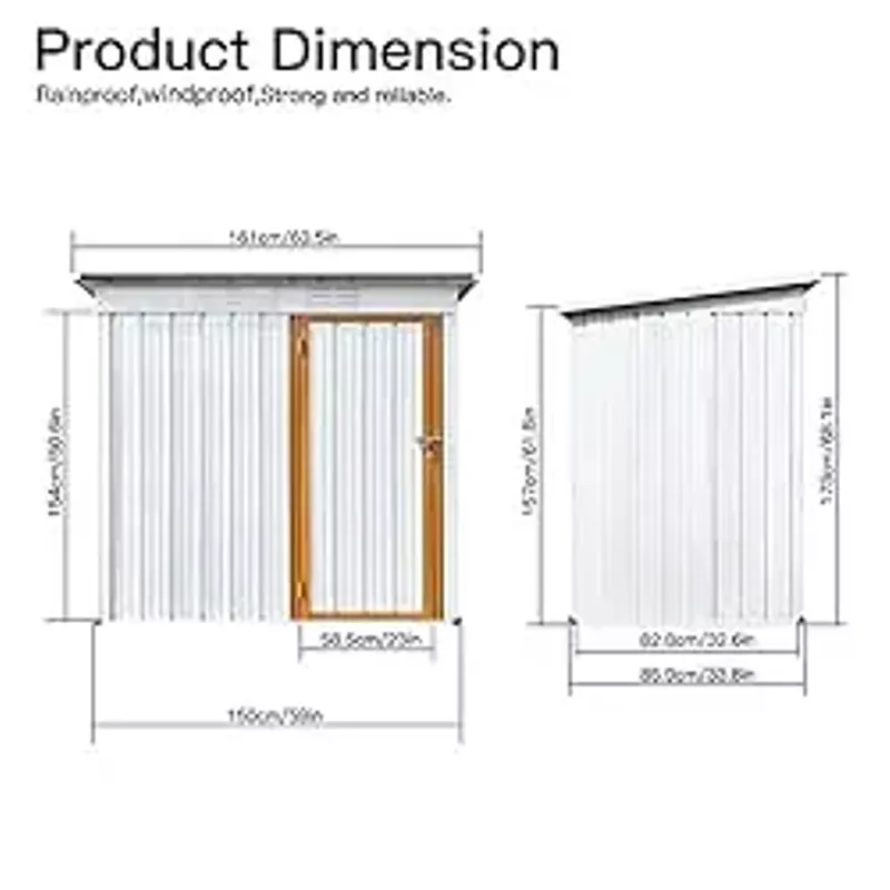 HBRR 5FT x 3FT Metal Outdoor Storage Shed, Steel Utility Tool Shed Storage House with Door & Lock, for Backyard Garden Patio Lawn, White