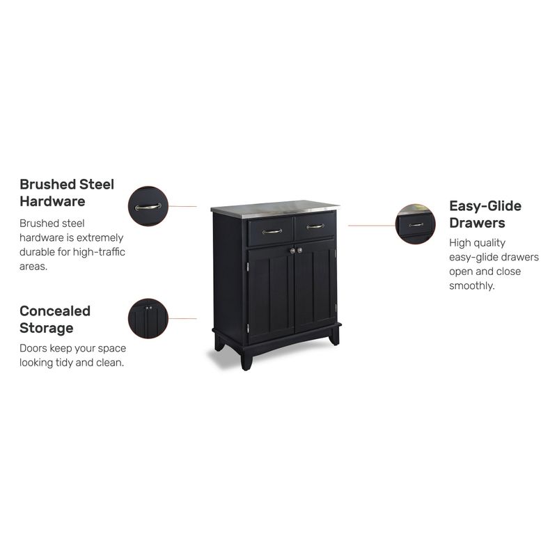 Copper Grove Darlington Black Buffet with Stainless Top - Black