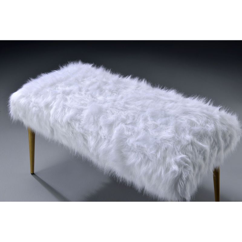 ACME Bagley II Bench in White and Gold - Single - White and Gold - Short