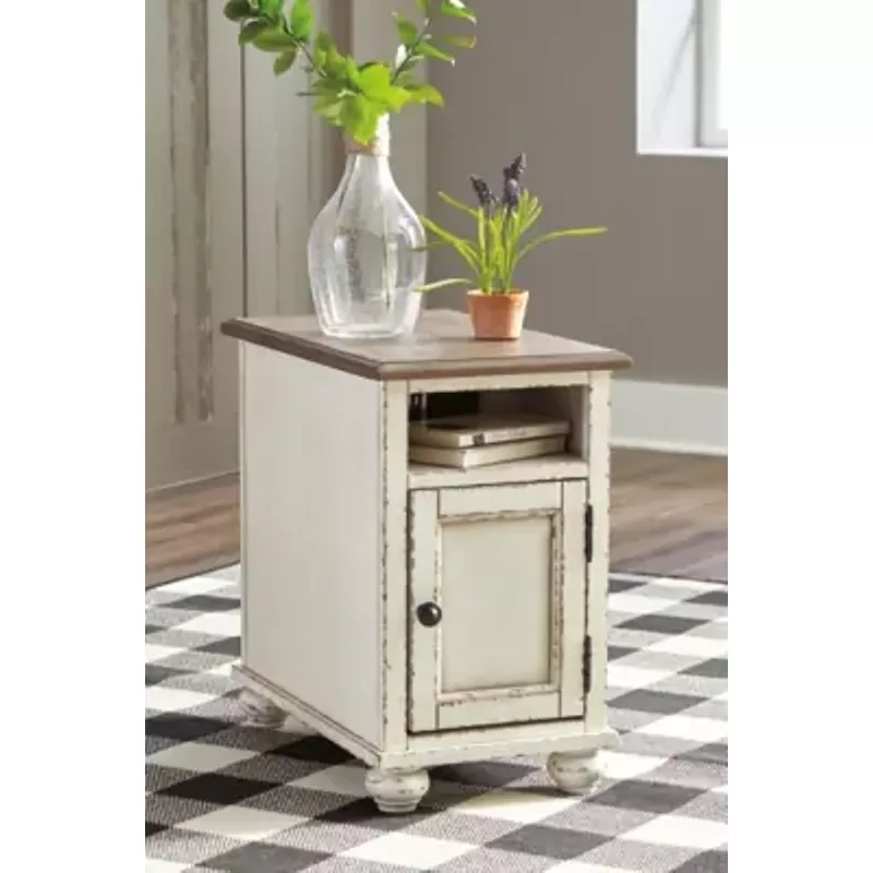 White/Brown Realyn Chair Side End Table