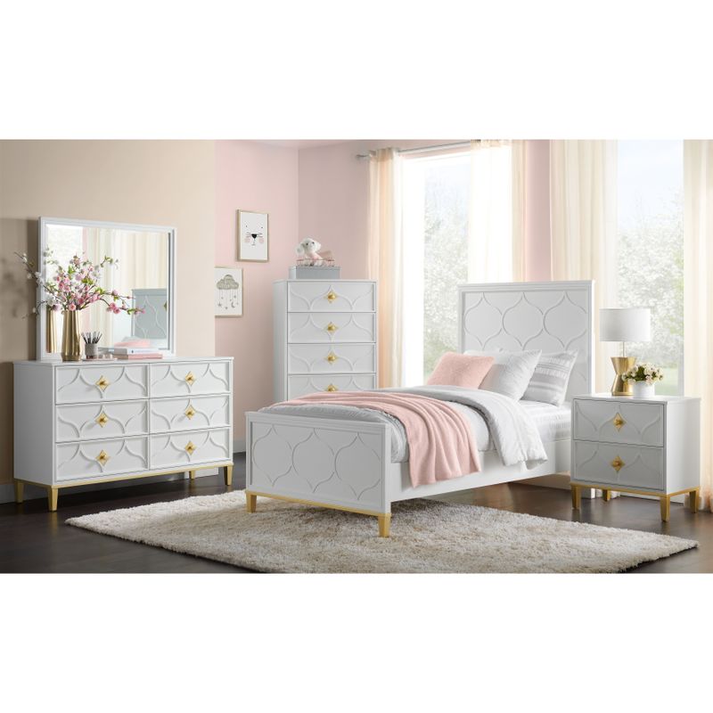 Emma 5 Drawer Chest in White and Gold by Martin Svensson Home - 5-drawer