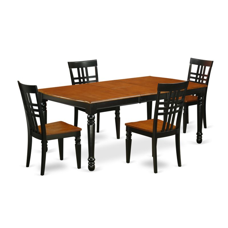 Modern Dining Set - a Dover Table and Wooden Chairs - Black and Cherry Finish (Pieces Options) - DOLG5-BCH-W