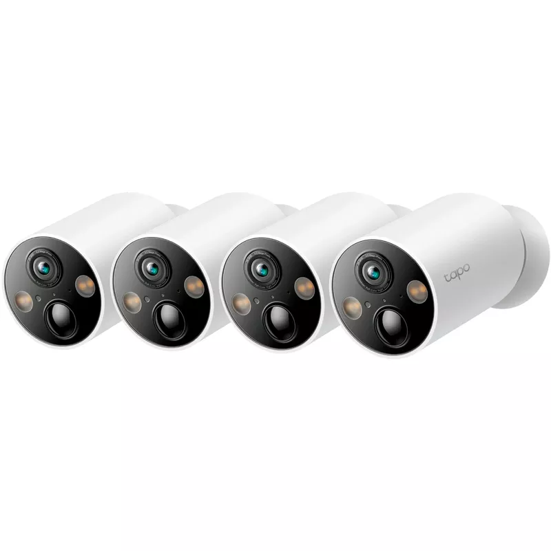 TP-Link - Tapo 4-Camera Indoor/Outdoor 2K QHD Wireless Home Security Surveillance System with adjustable magnetic base - White