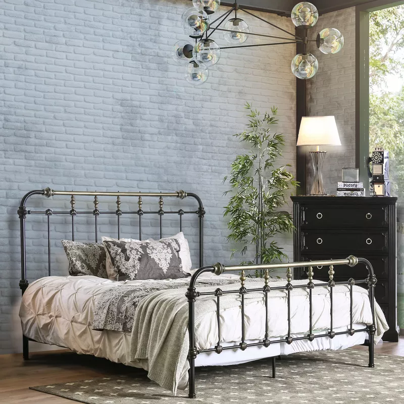 Transitional Metal Twin Spindle Bed in Antique Black