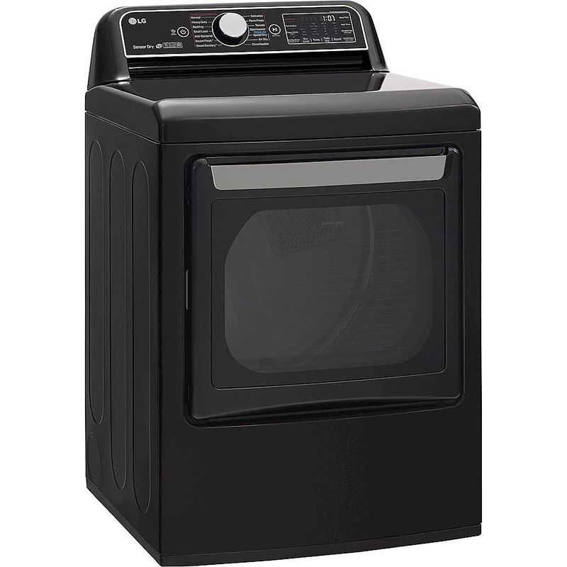 Angle Zoom. LG - 7.3 Cu. Ft. Smart Gas Dryer with Steam and Sensor Dry - Black steel
