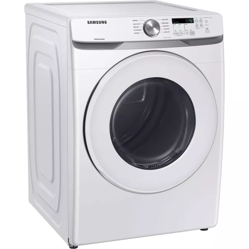 Samsung - 7.5 Cu. Ft. Stackable Electric Dryer with Sensor Dry - White