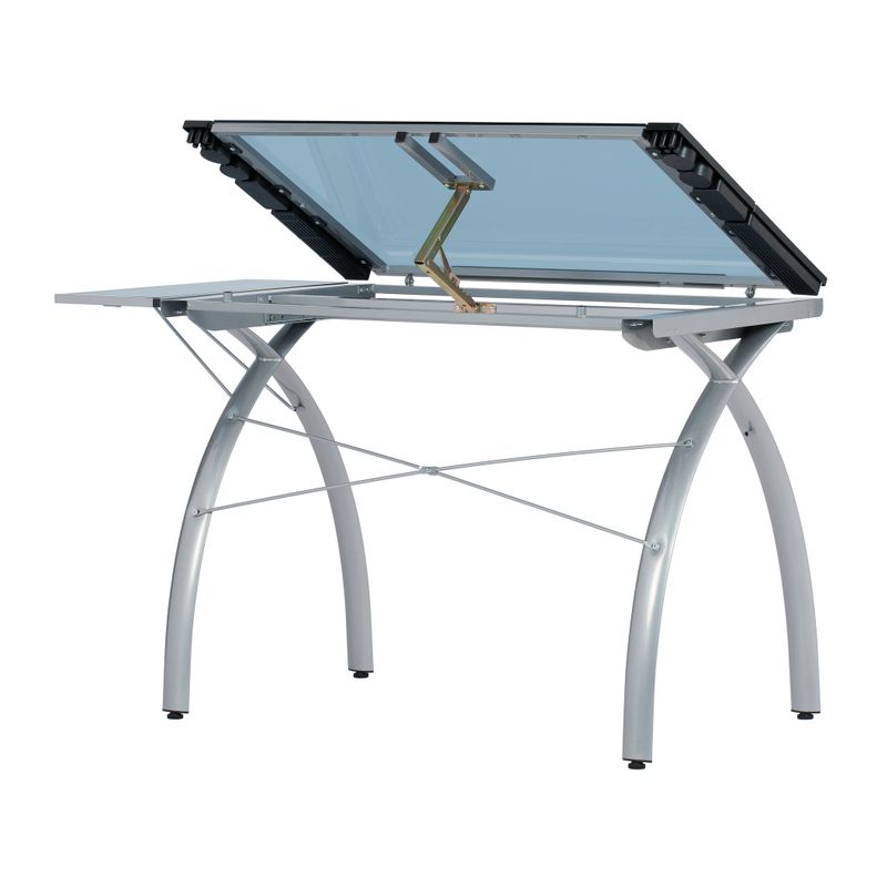 Studio Designs Futura Drafting and Hobby Craft Station Table with Folding Shelf - White