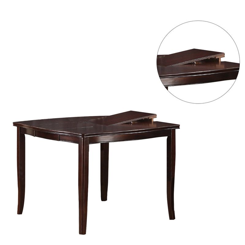 Wooden Dining Table with Butterfly Leaf in Dark Brown - Counter Height